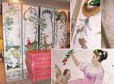 Lot 374 - Neoclassical Style Painted and Decorated...