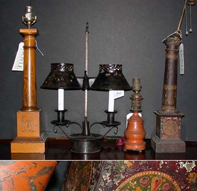Lot 376 - Miscellaneous Group of Four Painted Tole Lamps