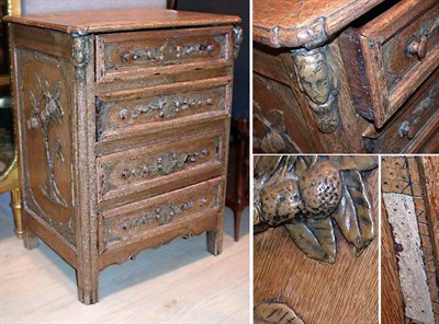 Lot 382 - Provincial Louis XVI Style Oak Commode