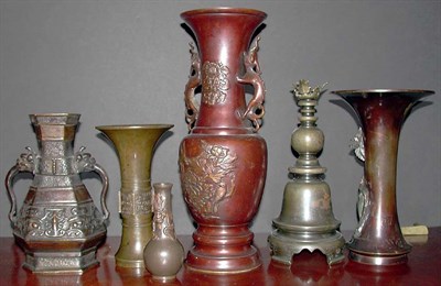 Lot 467 - Group of Asian Patinated-Bronze Vases