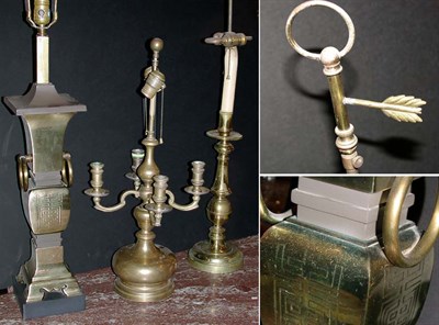 Lot 494 - Miscellaneous Group of Three Brass Lamps