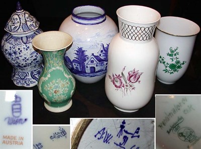 Lot 420 - Miscellaneous Group of Five Vases and a Lidded...