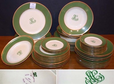 Lot 445 - French Gilt Bordered Porcelain Partial Dinner...