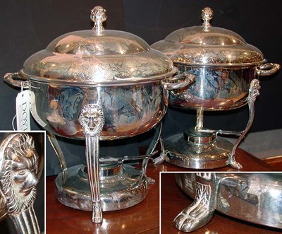 Lot 551 - Pair of Silver Plated Chafing Dishes