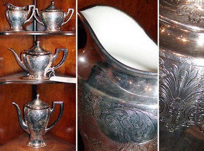 Lot 555 - Silver Overlay Four-Piece Tea Service