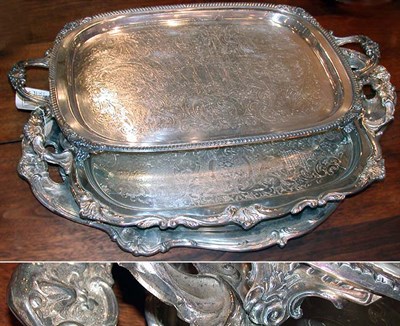 Lot 557 - Group of Three Silver Plated Two-Handled Trays