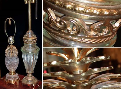 Lot 598 - Two Baccarat Style Crystal Lamps