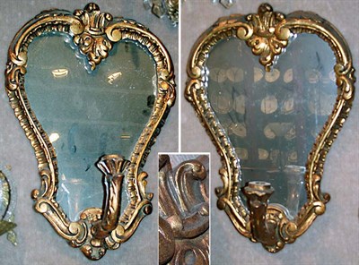 Lot 617 - Pair of Mirrored Back Cartouche-Form Sconces