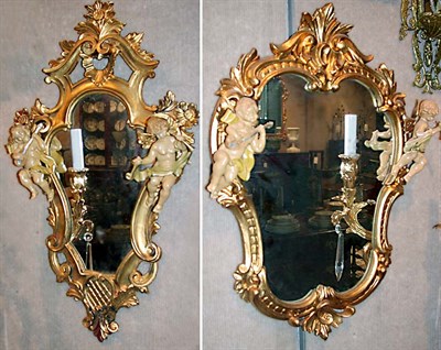 Lot 619 - Pair of Rococo Style Gilt Framed Mirrors