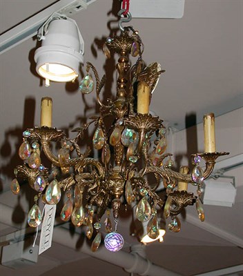 Lot 627 - French Style Gilt-Metal and Drop Crystal...