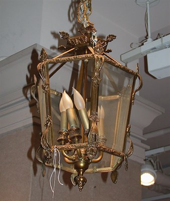 Lot 631 - Louis XV Style Gilt-Metal and Glass Hall Lantern