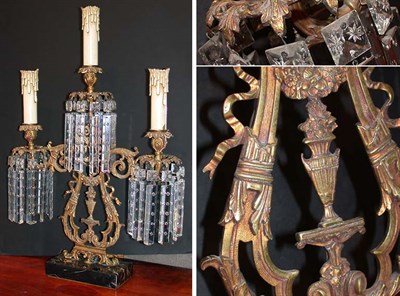 Lot 661 - American Empire Style Gilt-Metal and Crystal...