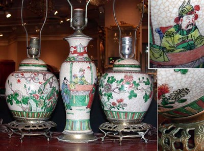 Lot 664 - Group of Three Chinese Crackleware Vases...