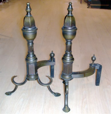 Lot 676 - Pair of Georgian Style Brass Andirons