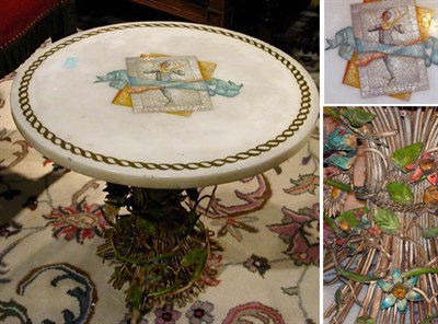 Lot 682 - Two Marble Top Circular Low Tables