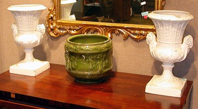 Lot 695 - Group of Three Glazed Pottery Planters
