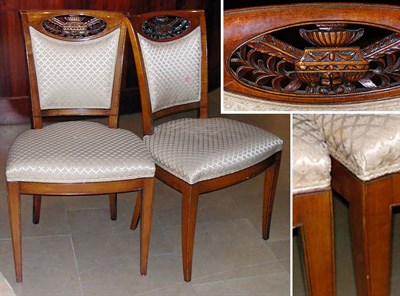 Lot 699 - Pair of Neoclassical Style Fruitwood Side Chairs