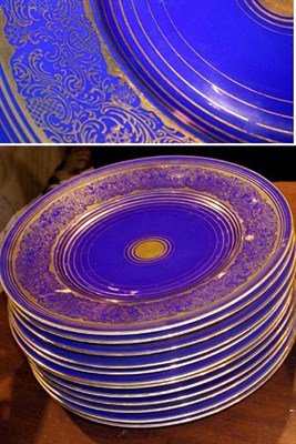 Lot 702 - Twelve Bavarian Cobalt and Gilt Decorated...