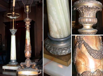 Lot 707 - Two Victorian Onyx and Gilt-Metal Column-Form...