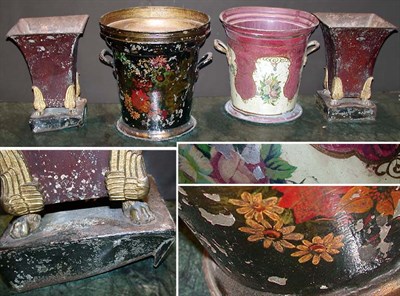 Lot 722 - Group of Four Painted Tole Planters