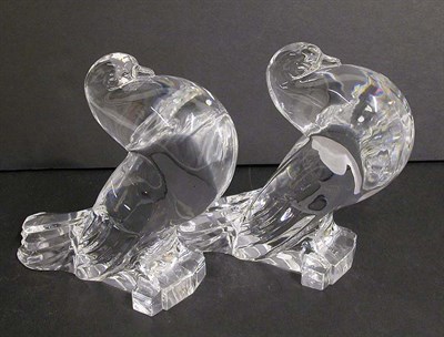 Lot 476 - Pair of Steuben Glass Doves Height 6 3/4 inches.