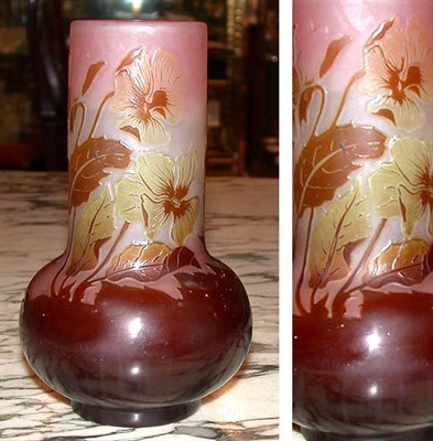 Lot 509 - Galle Cameo Glass Vase With a bulbous base and...