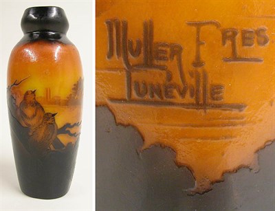 Lot 503 - Muller Freres Cameo Glass Vase Of tall ovoid...