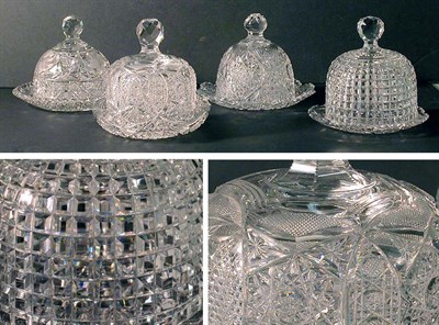 Lot 561 - Group of Four Pressed and Cut Glass Dome Top...