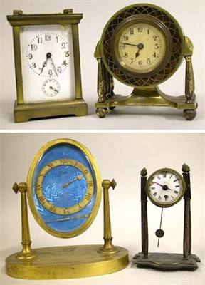 Lot 374 - Group of Four Clocks Comprising a brass and...