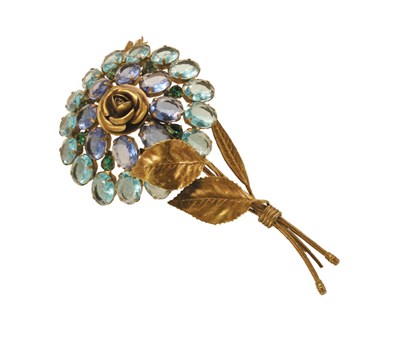 Lot 3082 - Flower Brooch USA, Petals of large green,...
