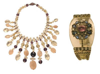 Lot 3078 - Festoon Necklace and Lucite Bracelet USA,...