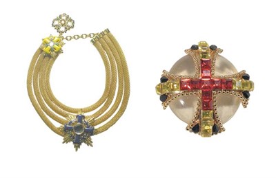 Lot 3330 - Versace Maltese Cross Necklace and Brooch Ugo...