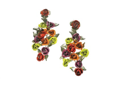 Lot 3328 - Versace Rose Motif Earclips Ugo Correani for...