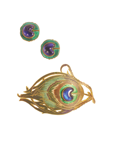 Lot 3005 - Piel Freres Peacock Feather Motif Belt Buckle...