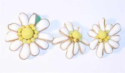 Lot 3243 - Patou Daisy Brooch and Earrings France, circa...