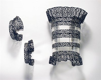 Lot 3316 - Lagerfeld Enameled Metal Cuff and Earclips Ugo...