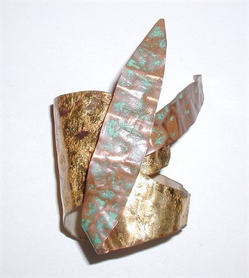 Lot 3147 - Prusac Brass and Suede Cuff Bracelet France,...