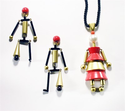 Lot 3313 - Lagerfeld Puppet Necklace and Earrings Ugo...
