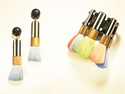 Lot 3320 - Lagerfeld Makeup Brush Bracelet and Earclips...