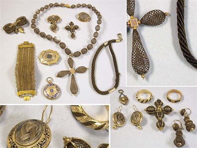 Lot 398 - Group of Assorted Memorial Hair Jewelry