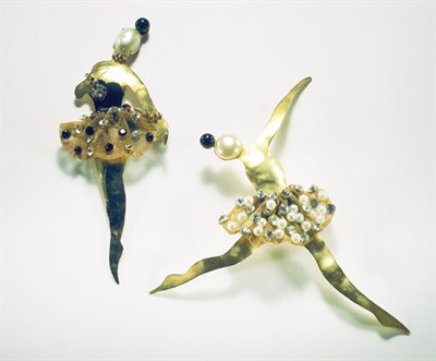 Lot 3317 - Pair of Lagerfeld Ballerina Brooches Ugo...