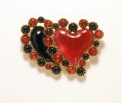 Lot 3240 - Yves Saint Laurent Two Hearts Brooch Gripoix...