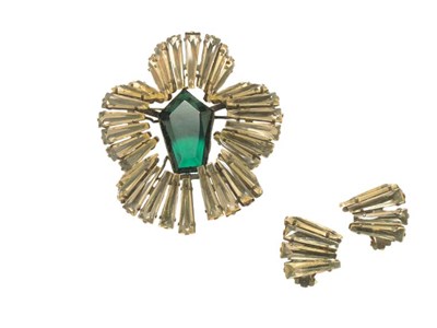 Lot 3254 - Schreiner Flower Brooch and Earrings USA,...