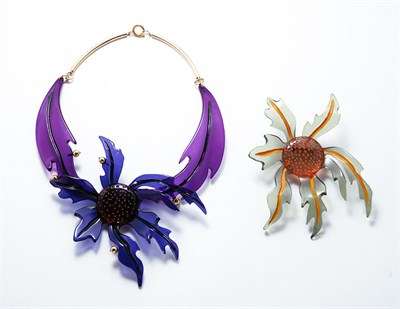 Lot 3342 - Armani Flower Necklace and Pin Sharra Pagano...