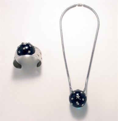 Lot 3052 - Flamand Cuff Bracelet and Pendant on Chain...