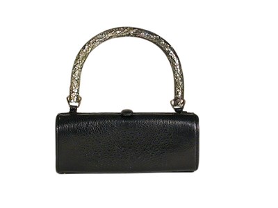 Lot 3689 - Nettie Rosenstein Black Frogskin Bag American,...