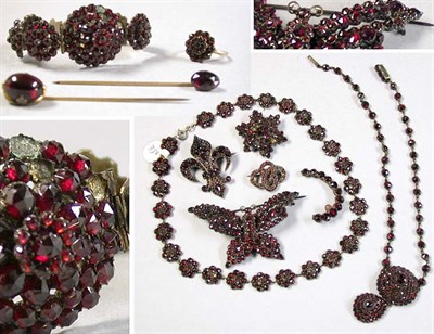 Lot 258 - Group of Assorted Garnet and Glass Jewelry