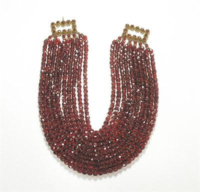 Lot 3175 - Dior Ten-Stranded Faux Garnets Necklace France,...