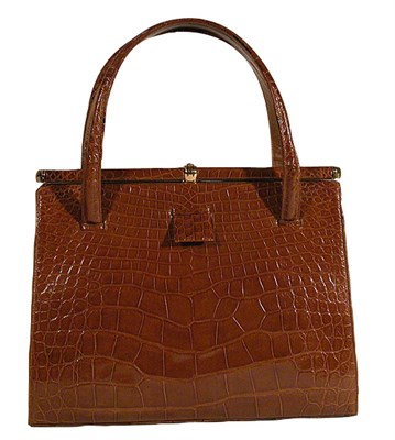 Lot 3696 - Lucille de Paris Cognac Alligator Bag American,...