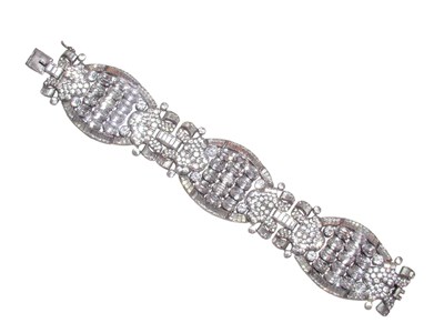 Lot 3032 - Sterling Silver and Rhinestone Link Bracelet...